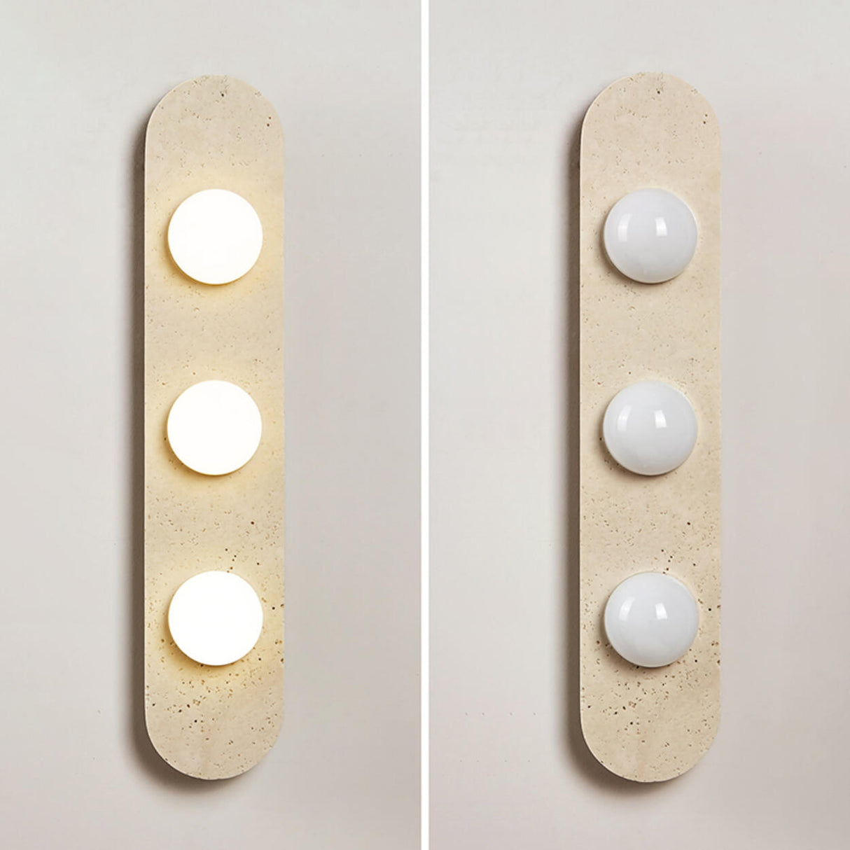 Modern Minimalist Beige Stone Wall Light Fixture Image - 11