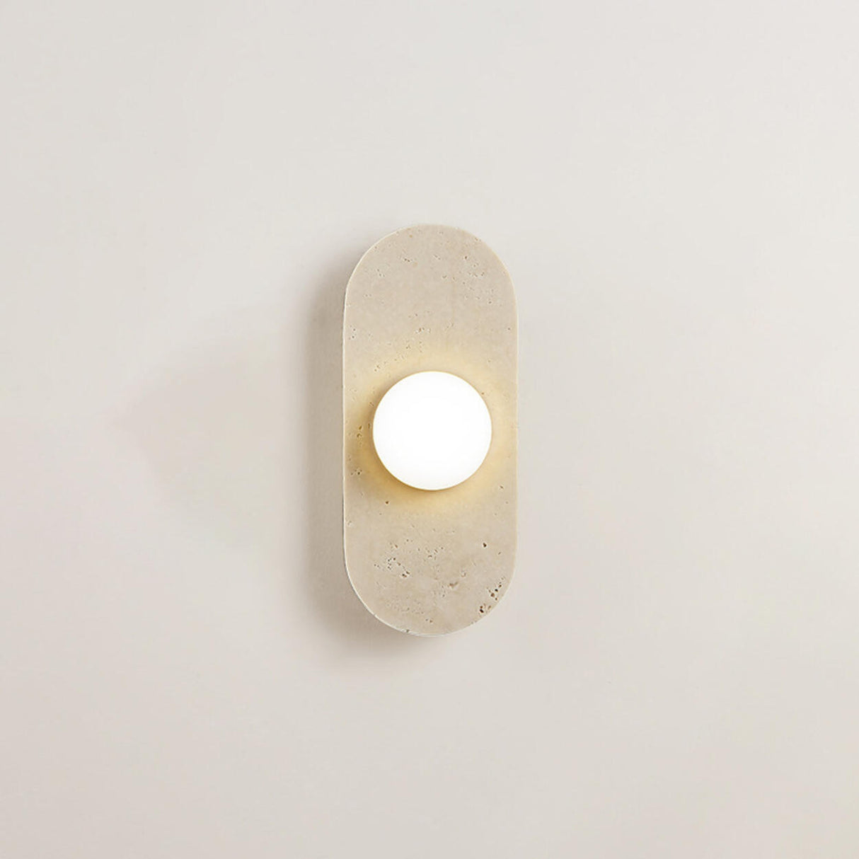 Modern Minimalist Beige Stone Wall Light Fixture Image - 2