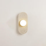 Modern Minimalist Beige Stone Wall Light Fixture Image - 2