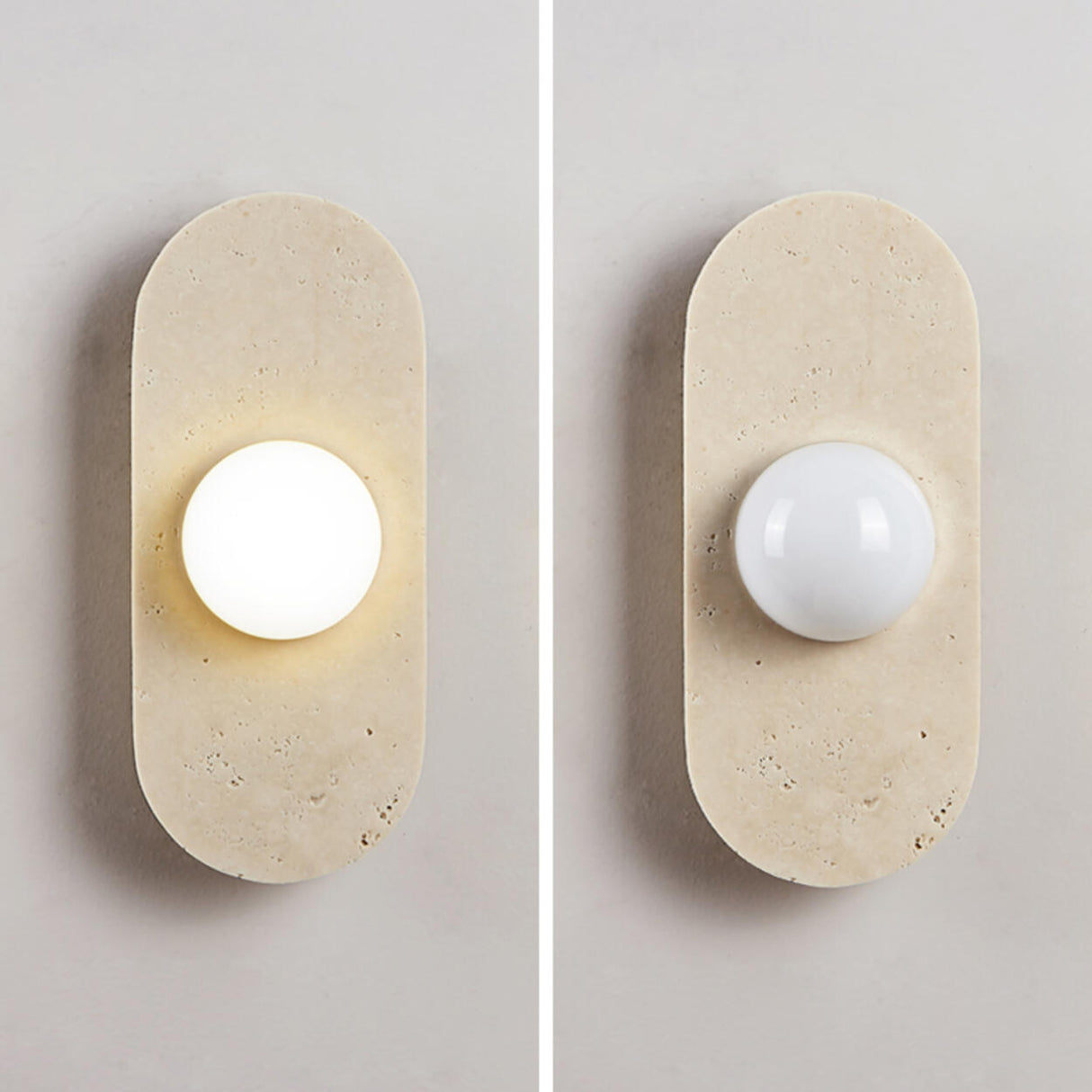 Modern Minimalist Beige Stone Wall Light Fixture Image - 9