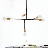 Modern Minimalist Black and Gold Sputnik Chandelier Image - 1