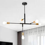 Modern Minimalist Black and Gold Sputnik Chandelier Image - 2