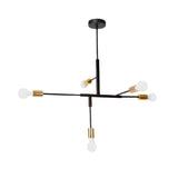 Modern Minimalist Black and Gold Sputnik Chandelier Image - 3