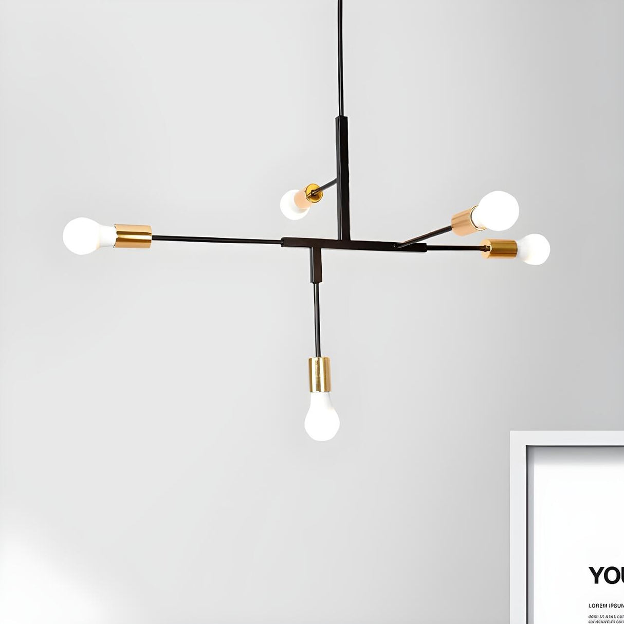 Modern Minimalist Black and Gold Sputnik Chandelier Image - 4