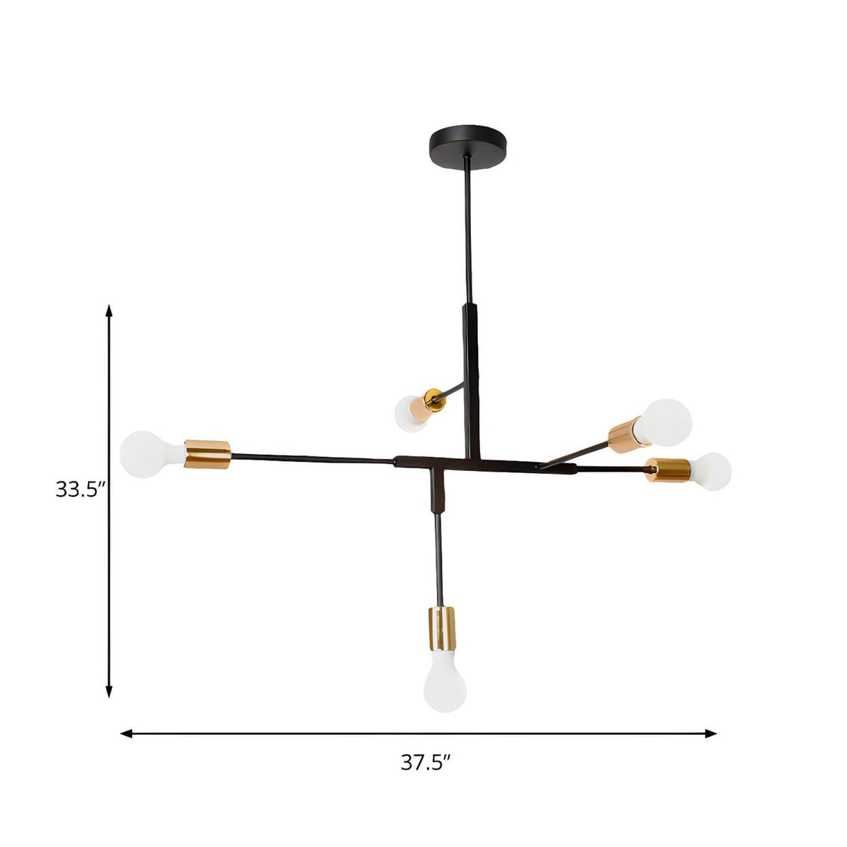 Modern Minimalist Black and Gold Sputnik Chandelier 