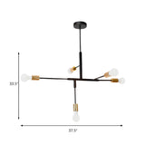 Modern Minimalist Black and Gold Sputnik Chandelier #size