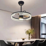 Modern Minimalist Black Circle Ceiling Fan with Light Image - 1