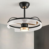 Modern Minimalist Black Circle Ceiling Fan with Light Image - 4