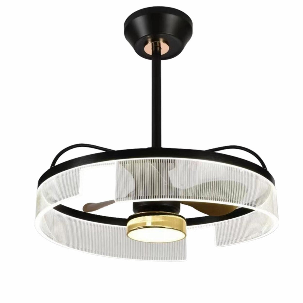 Modern Minimalist Black Circle Ceiling Fan with Light Image - 5