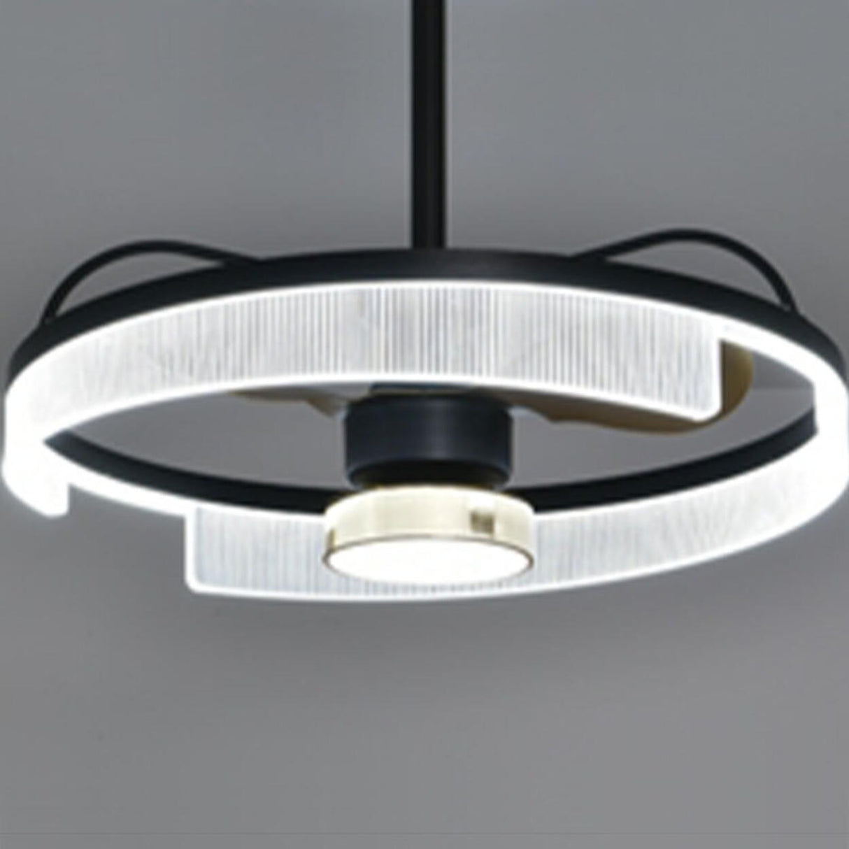 Modern Minimalist Black Circle Ceiling Fan with Light Image - 7