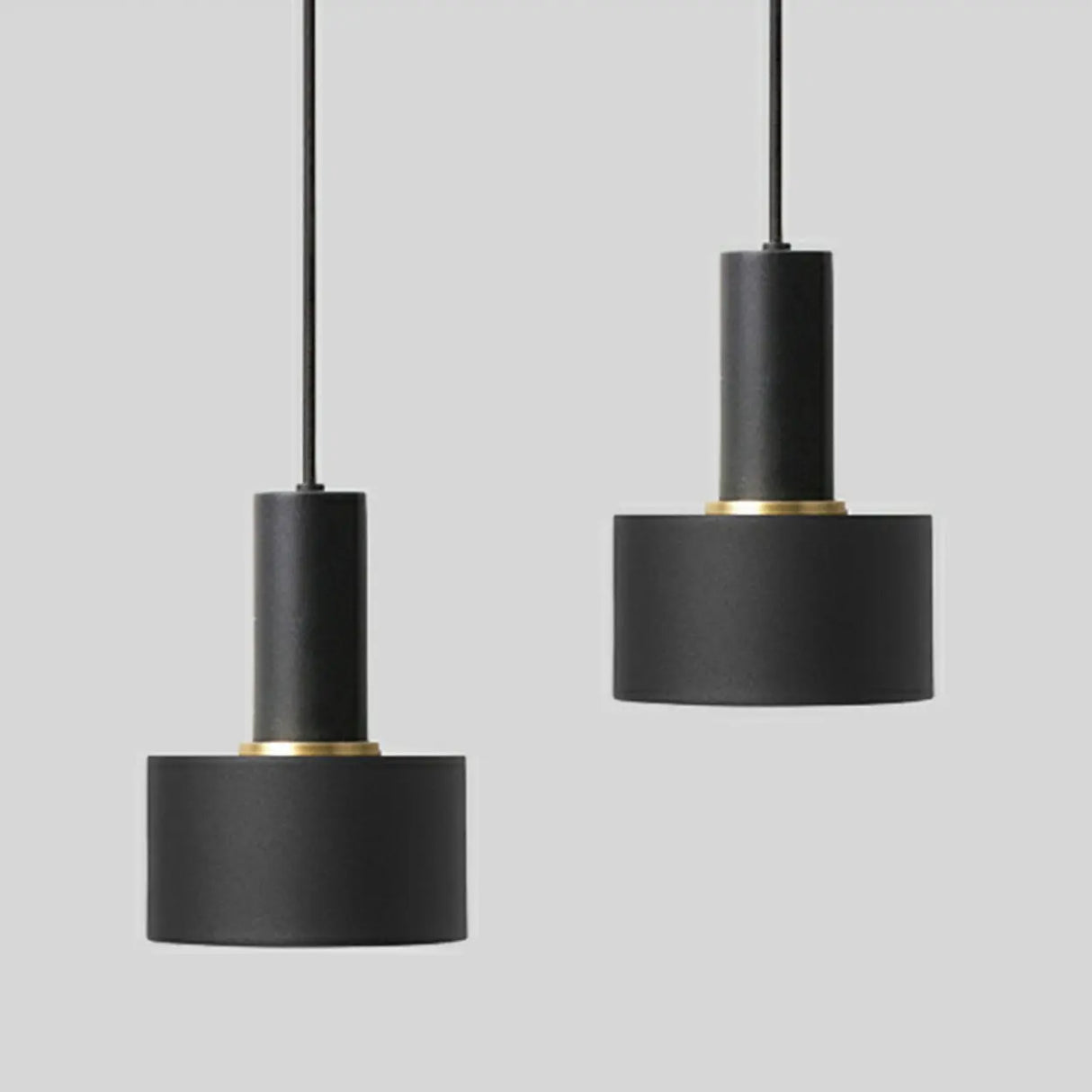 Modern Minimalist Black Gold Bedroom Cylinder Pendant Light Image - 10