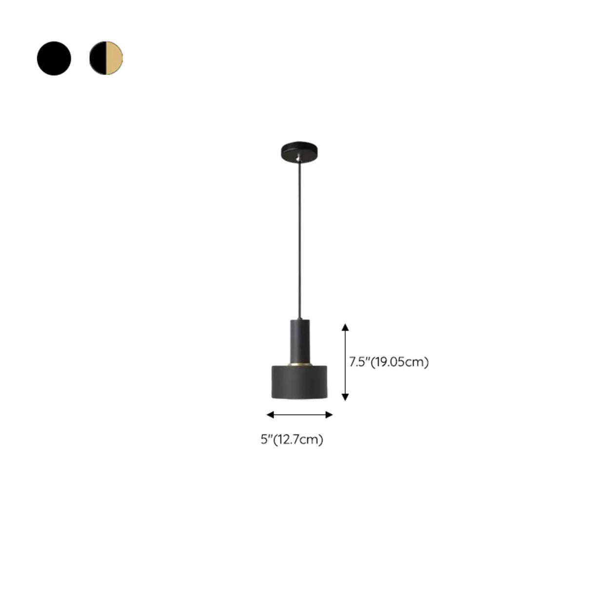 Modern Minimalist Black Gold Bedroom Cylinder Pendant Light 