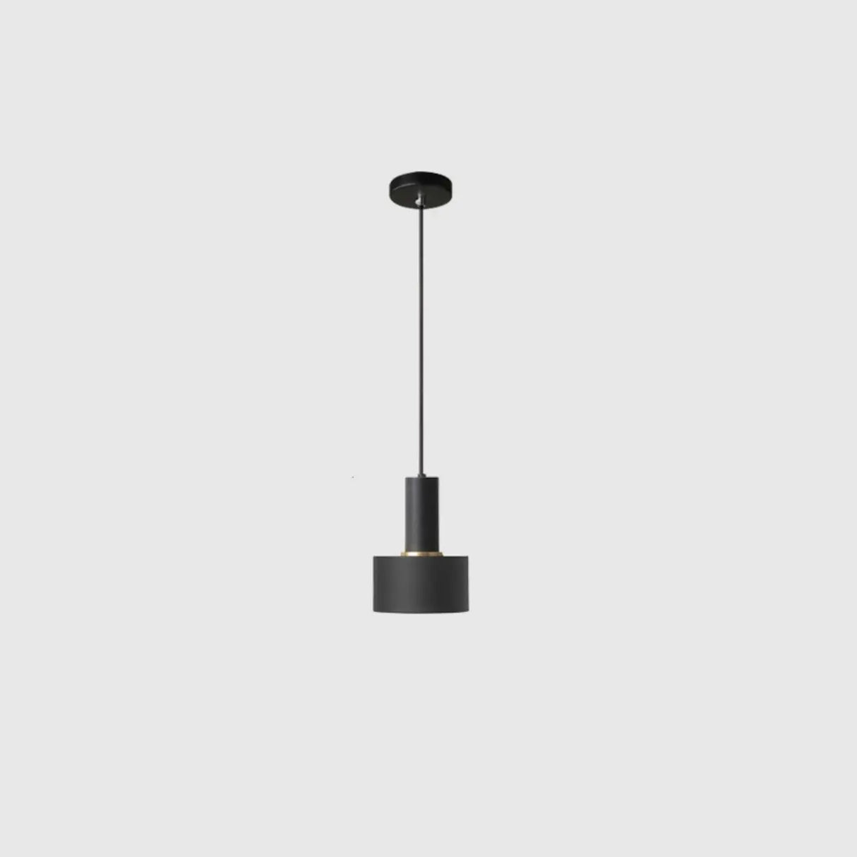 Modern Minimalist Black Gold Bedroom Cylinder Pendant Light Image - 2