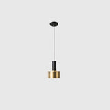 Modern Minimalist Black Gold Bedroom Cylinder Pendant Light Image - 3