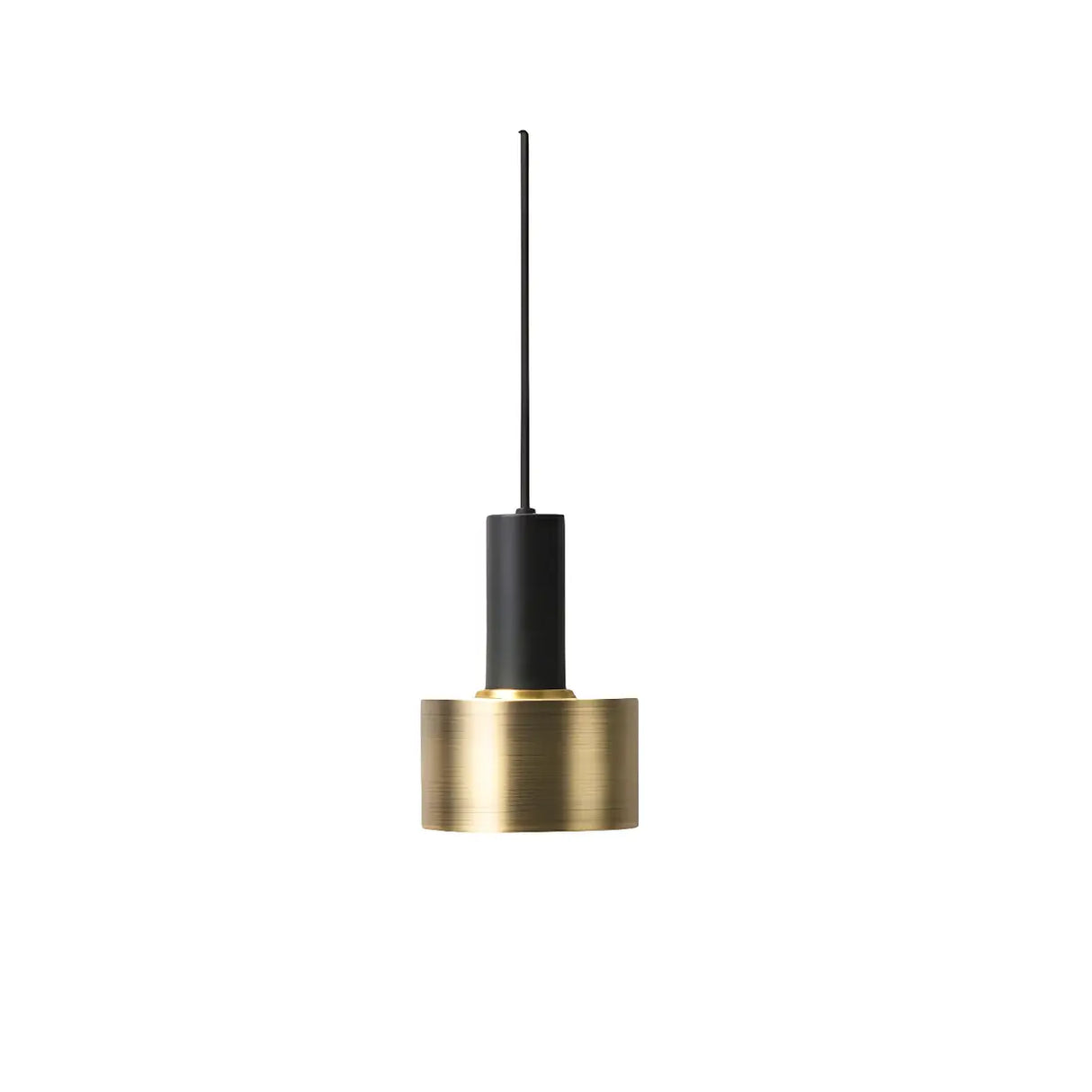 Modern Minimalist Black Gold Bedroom Cylinder Pendant Light Image - 7