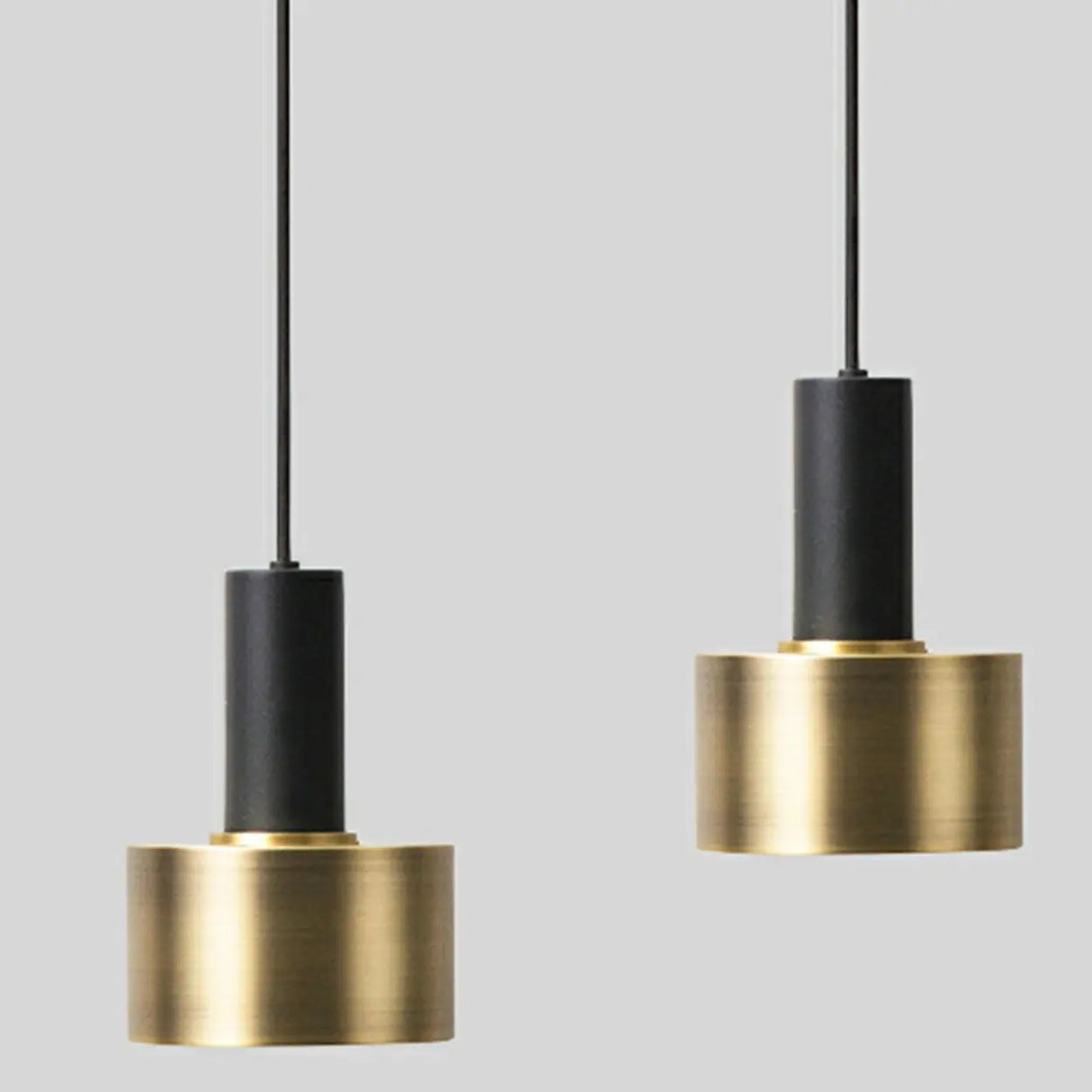 Modern Minimalist Black Gold Bedroom Cylinder Pendant Light Image - 9