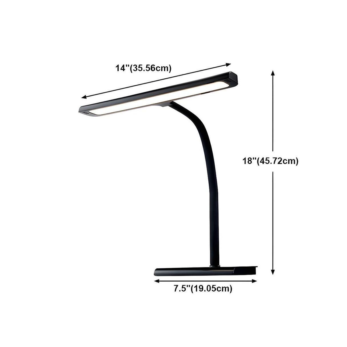 Modern Minimalist Black LED Rectangular Base Desk Lamp 