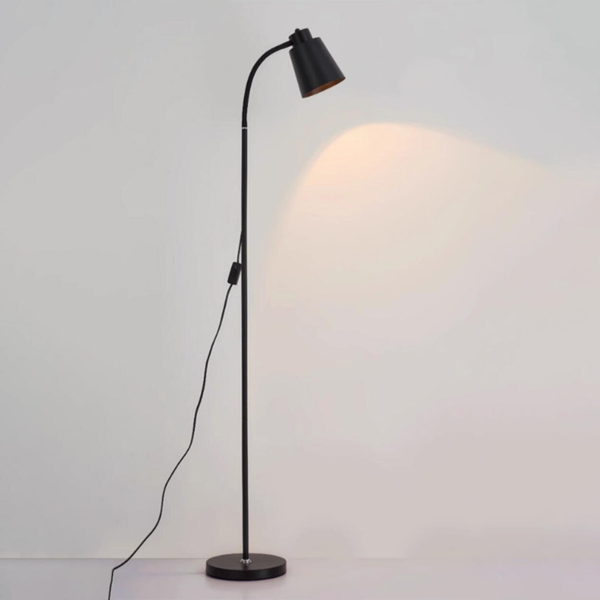 Modern Minimalist Black Metal Barrel Arc Floor Lamp Image - 6