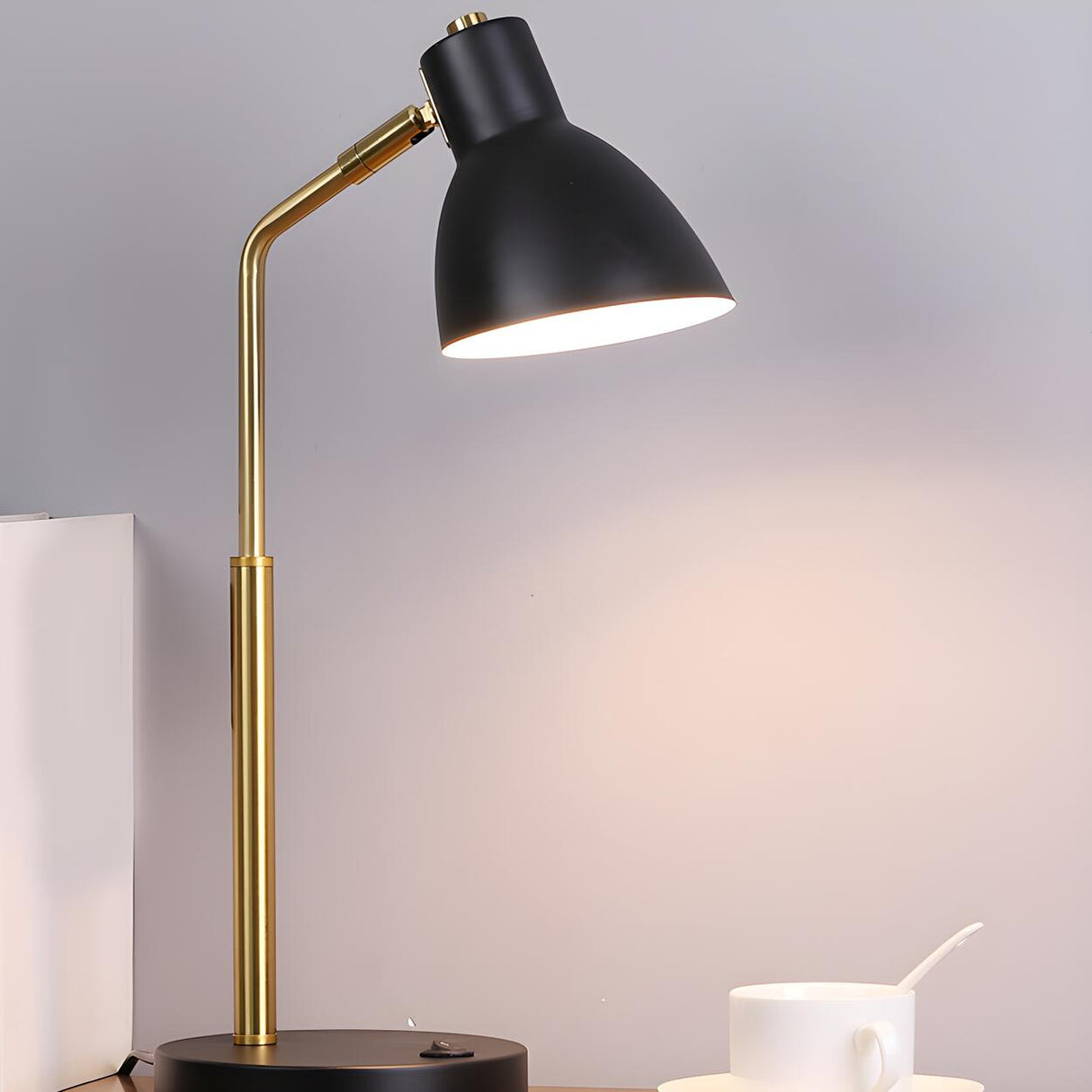 Modern Minimalist Black Plug-in Bedside Table Lamp Image - 1