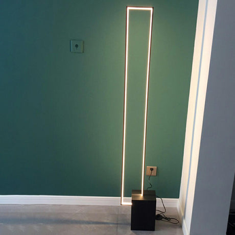 Modern Minimalist Black Rectangular LED Floor Lamp Image - 1