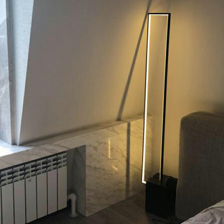 Modern Minimalist Black Rectangular LED Floor Lamp Image - 2