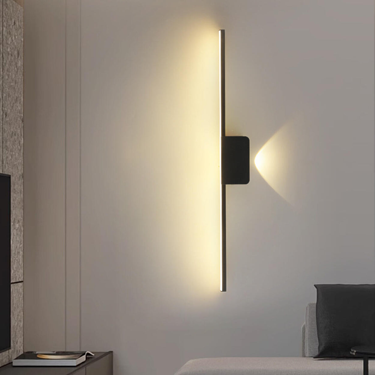 Modern Minimalist Black Up Down LED Vanity Light Image - 3