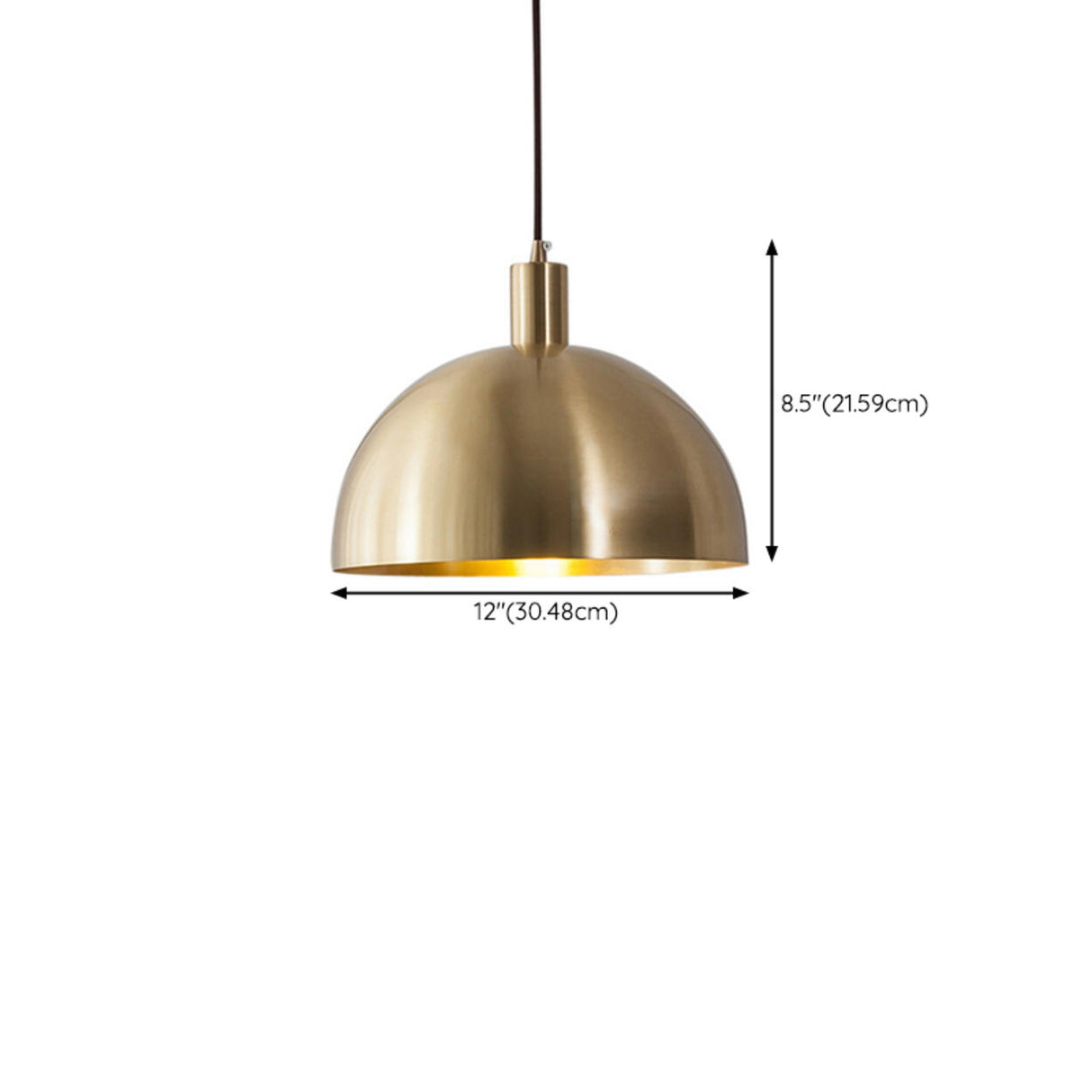 Modern Minimalist Brass Bowl Metal Pendant Light 