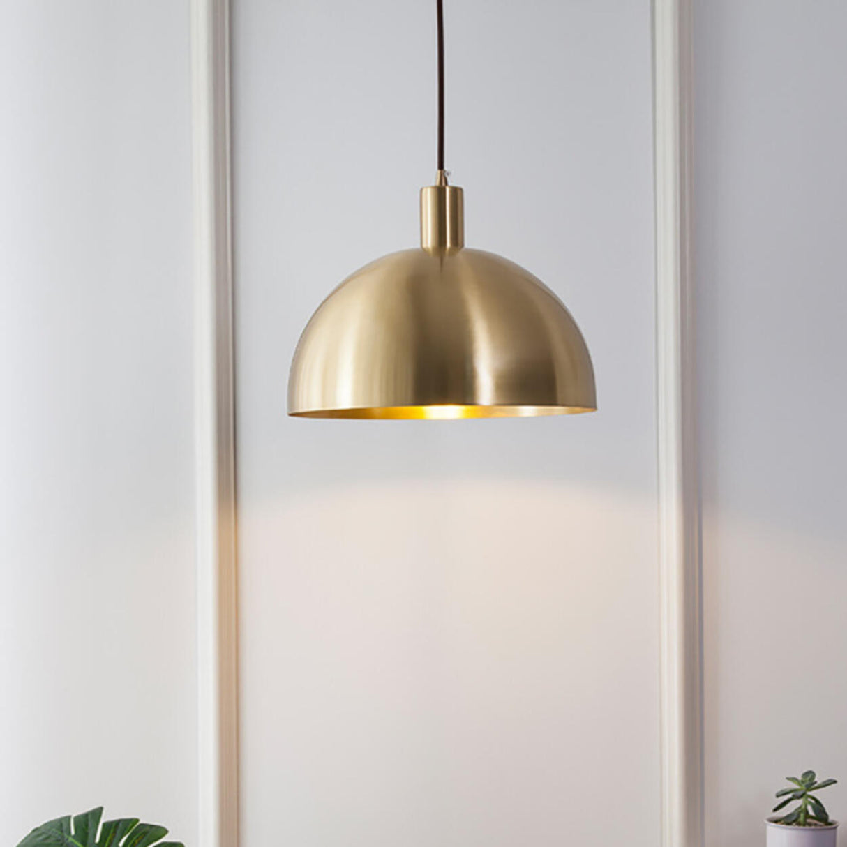 Modern Minimalist Brass Bowl Metal Pendant Light Image - 2