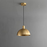 Modern Minimalist Brass Bowl Metal Pendant Light Image - 6