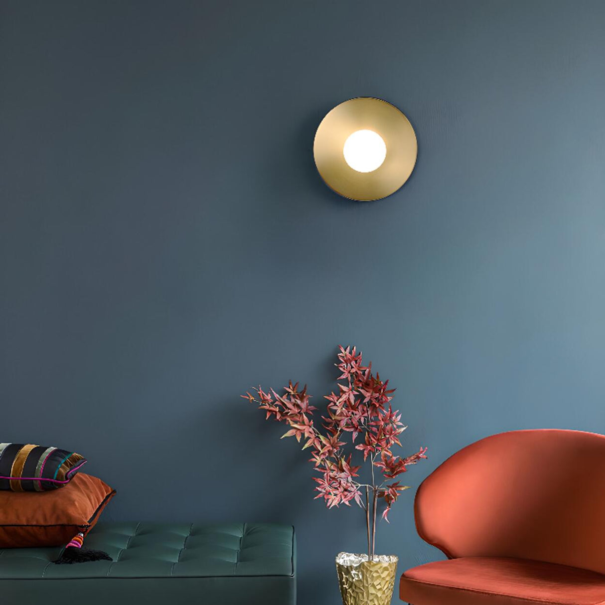 Modern Minimalist Circle Metal Bedside Wall Sconce Image - 2