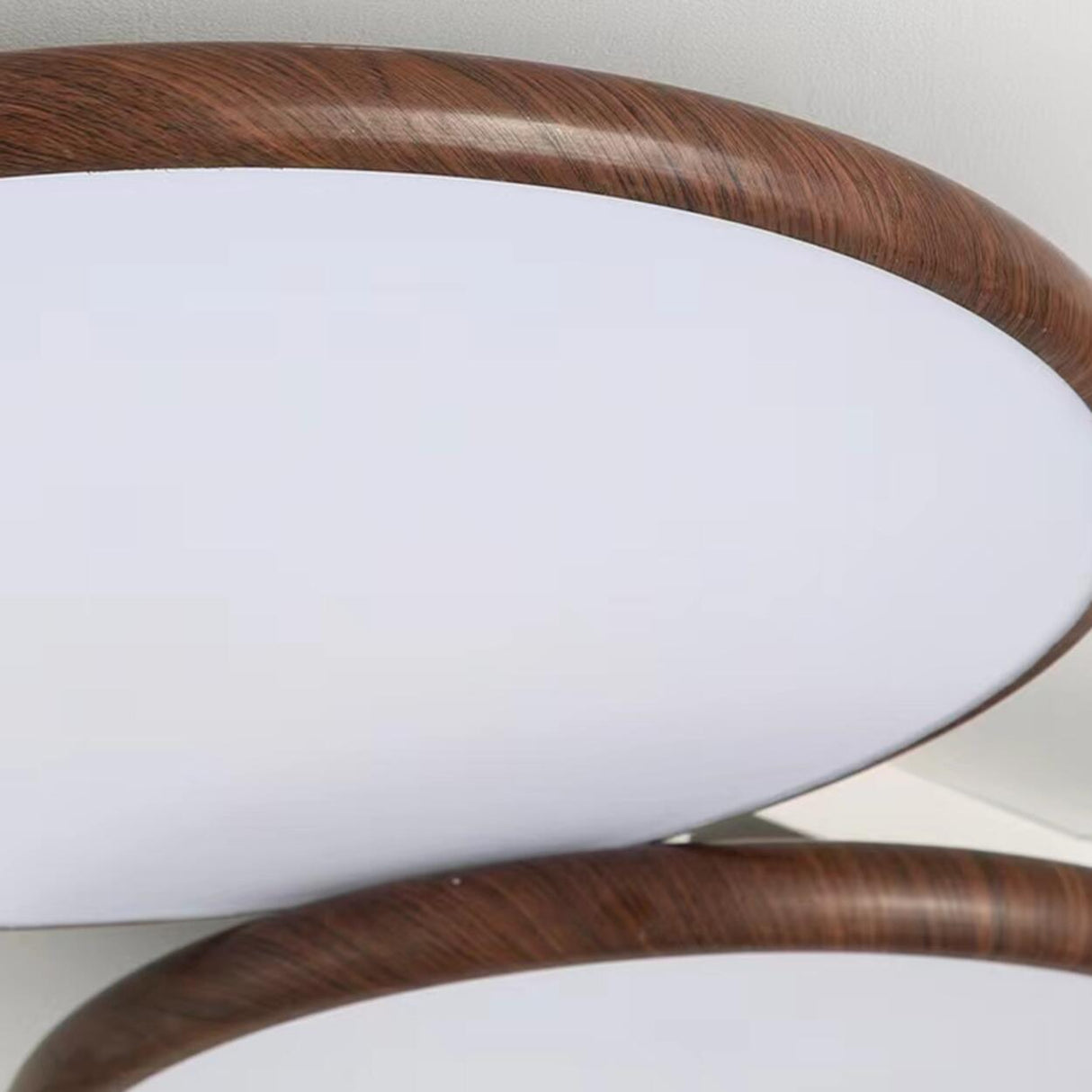 Modern Minimalist Circle Walnut Flush Mount Light Image - 14