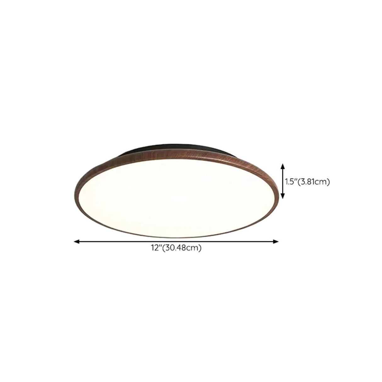 Modern Minimalist Circle Walnut Flush Mount Light 