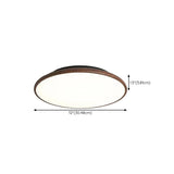 Modern Minimalist Circle Walnut Flush Mount Light #size