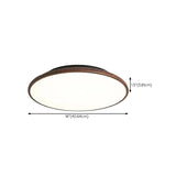 Modern Minimalist Circle Walnut Flush Mount Light Image - 18