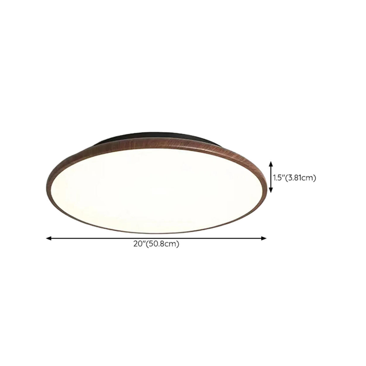 Modern Minimalist Circle Walnut Flush Mount Light Image - 19