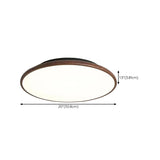 Modern Minimalist Circle Walnut Flush Mount Light Image - 19