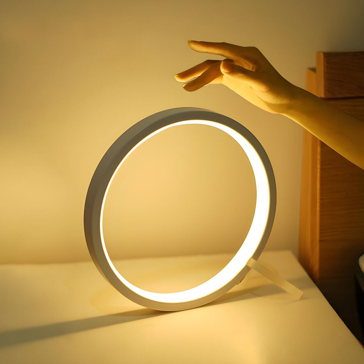 Modern Minimalist Circular LED Bedside Decor Table Lamp Image - 14