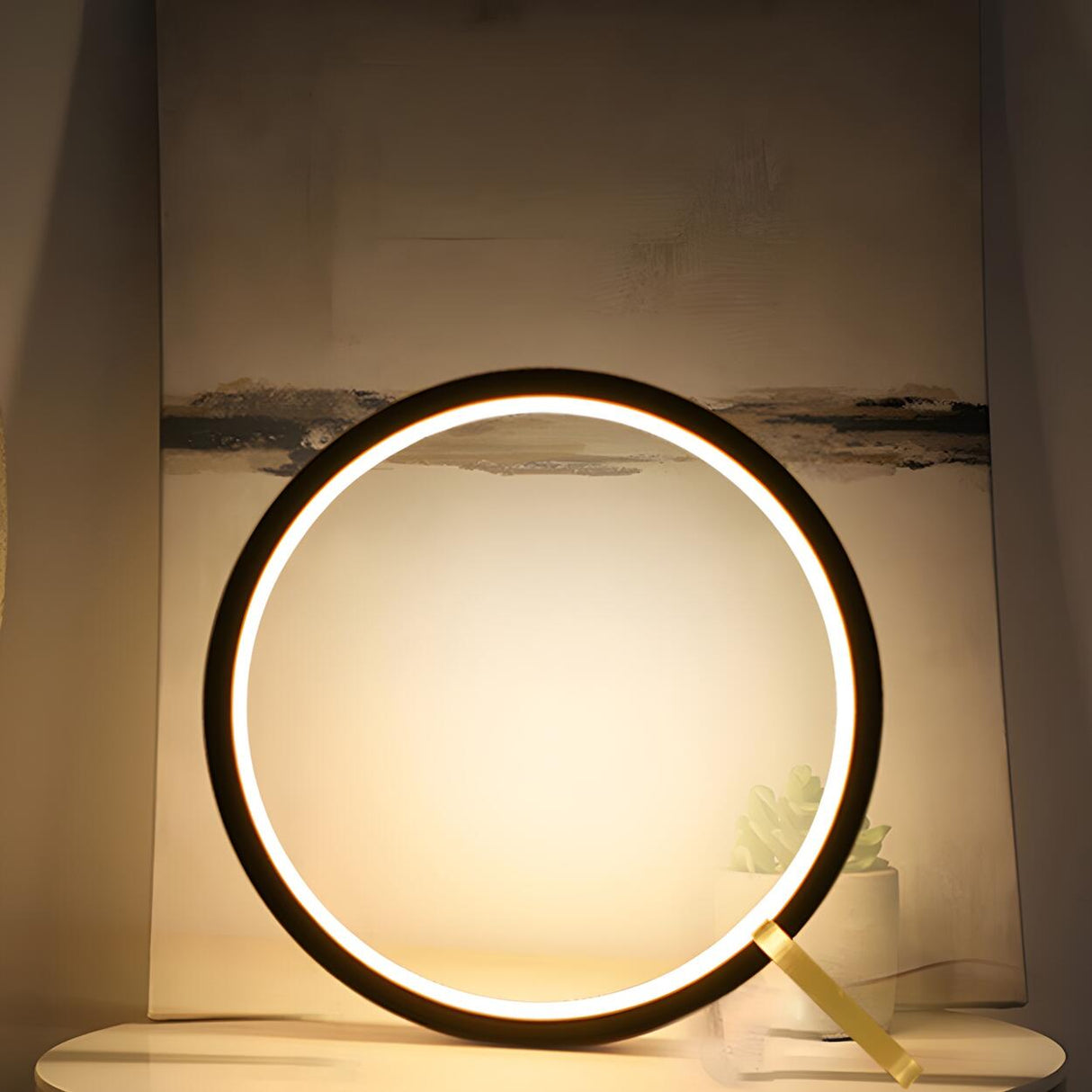 Modern Minimalist Circular LED Bedside Decor Table Lamp Image - 5