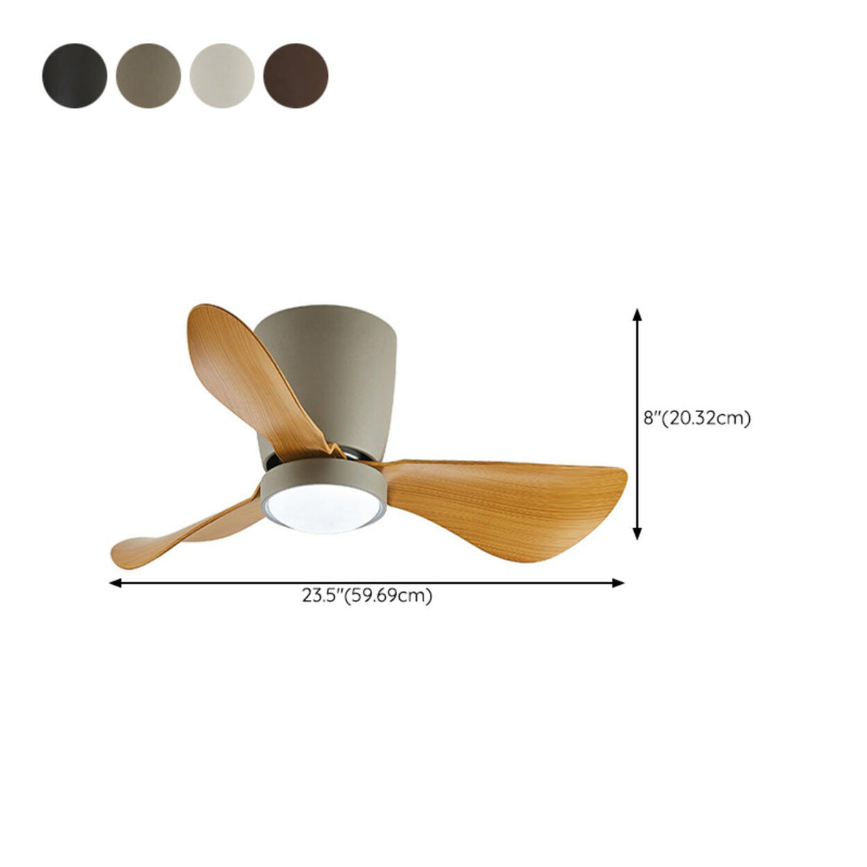 Modern Minimalist Cone 3 Blade LED Ceiling Fan Light 