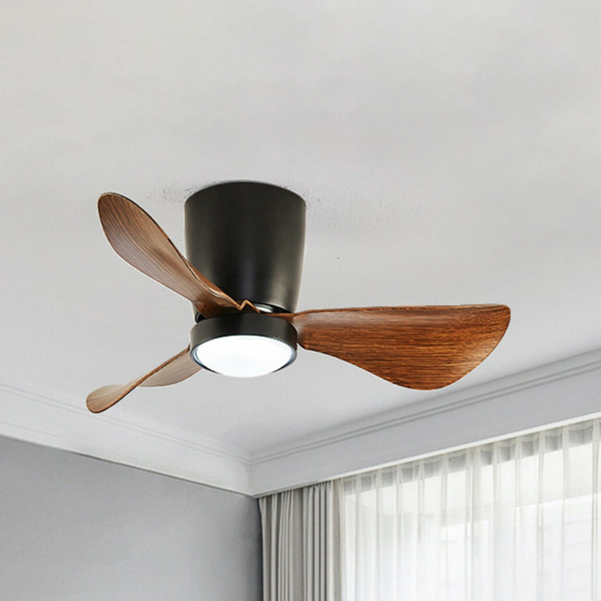 Modern Minimalist Cone 3 Blade LED Ceiling Fan Light Image - 6