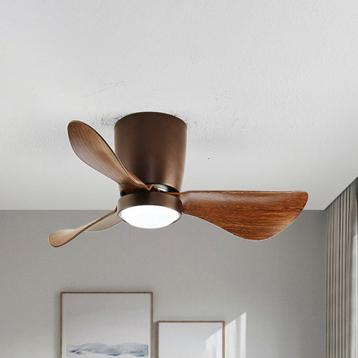 Modern Minimalist Cone 3 Blade LED Ceiling Fan Light Image - 9