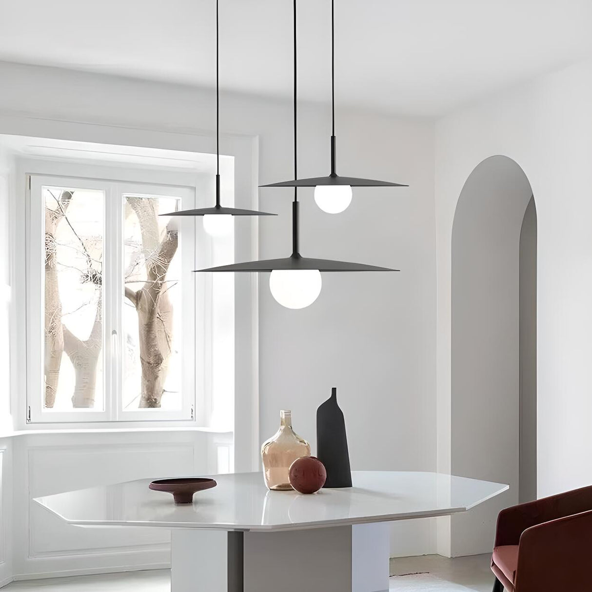 Modern Minimalist Cone Angular White Glass Pendant Light Image - 4