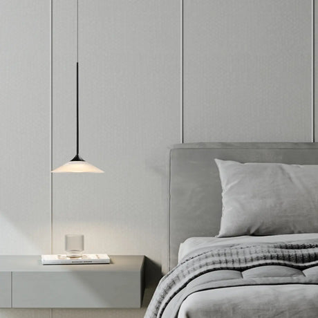 Modern Minimalist Cone Black Metal Pendant Light for Bedroom Image - 1