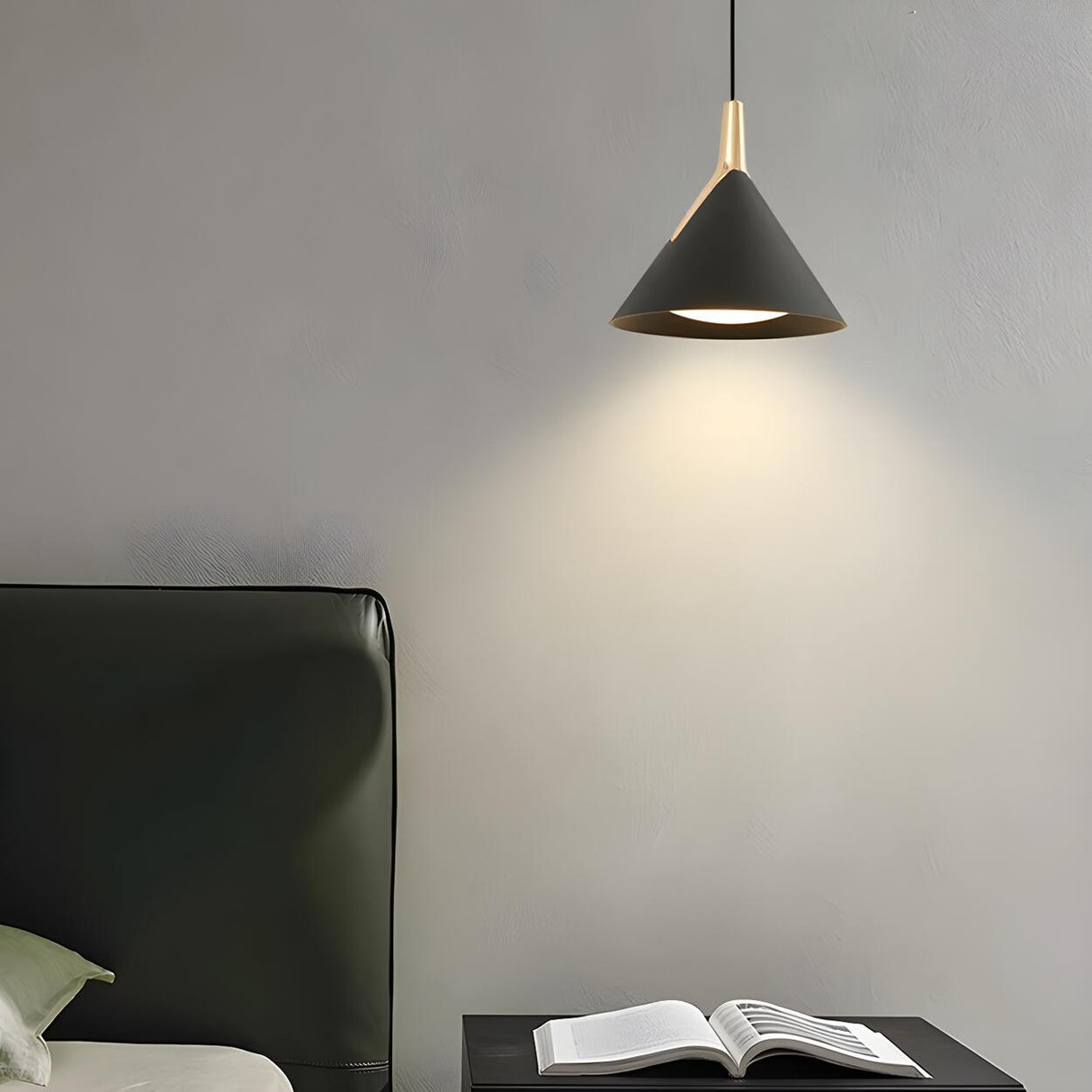 Modern Minimalist Cone White Acrylic Metal Pendant Light Image - 13