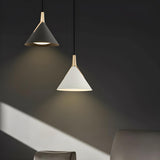 Modern Minimalist Cone White Acrylic Metal Pendant Light Image - 14