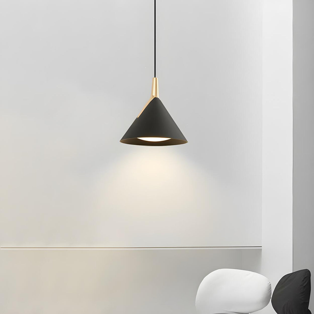 Modern Minimalist Cone White Acrylic Metal Pendant Light Image - 16