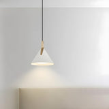 Modern Minimalist Cone White Acrylic Metal Pendant Light Image - 17