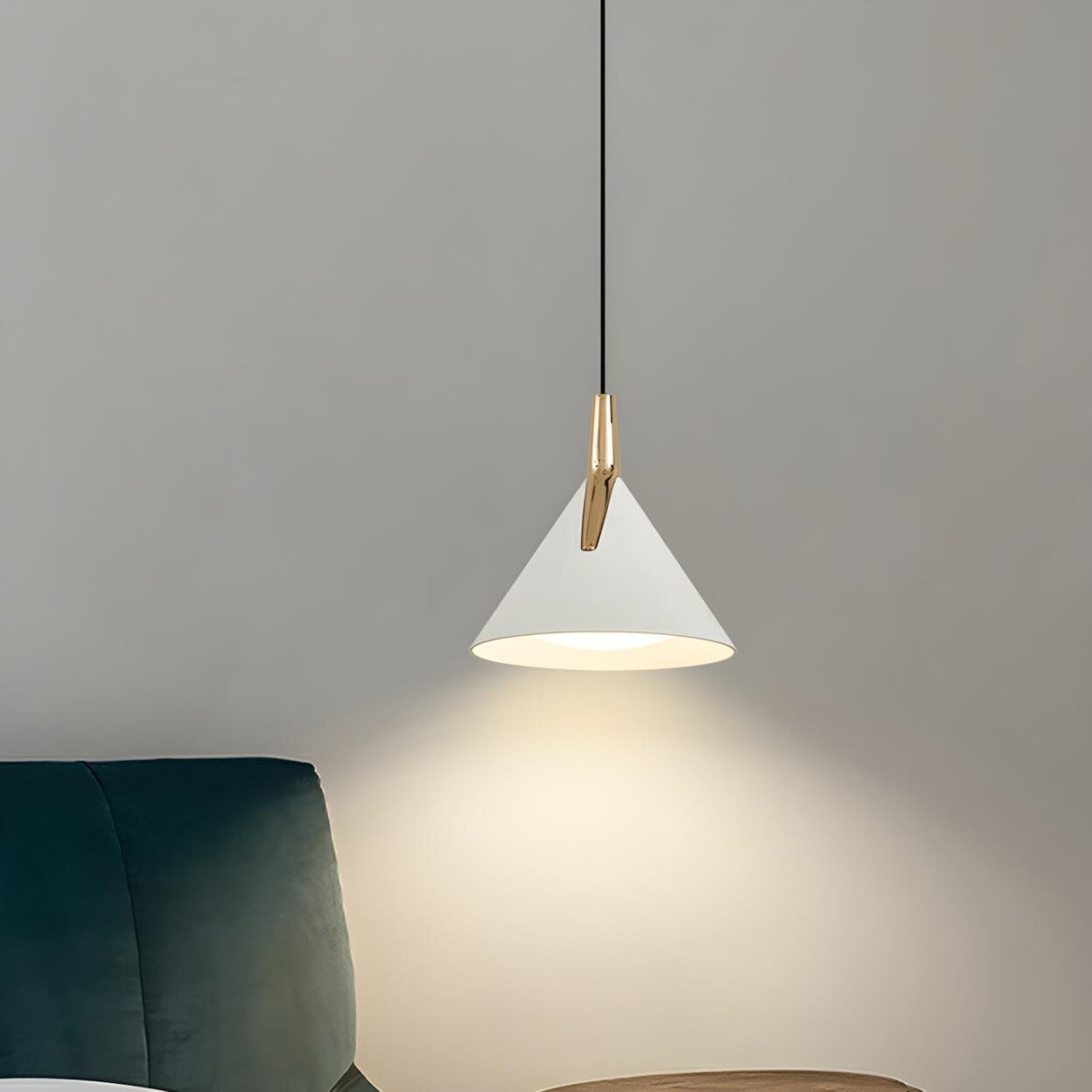 Modern Minimalist Cone White Acrylic Metal Pendant Light Image - 6