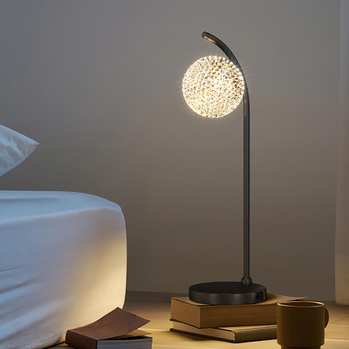 Modern Minimalist Crystal Ball Lampshade Table Lamp Image - 2