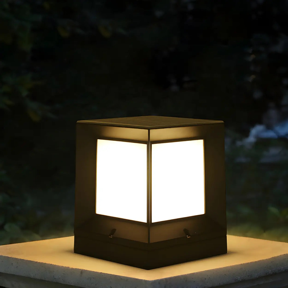 Modern Minimalist Cube Metal Outdoor Column Light Image - 3